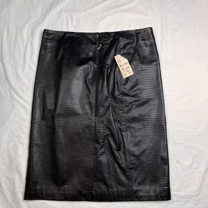 Wilsons Leather Croc-Embossed Black Pencil Skirt